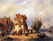 unknow artist European city landscape, street landsacpe, construction, frontstore, building and architecture.036 oil painting picture wholesale